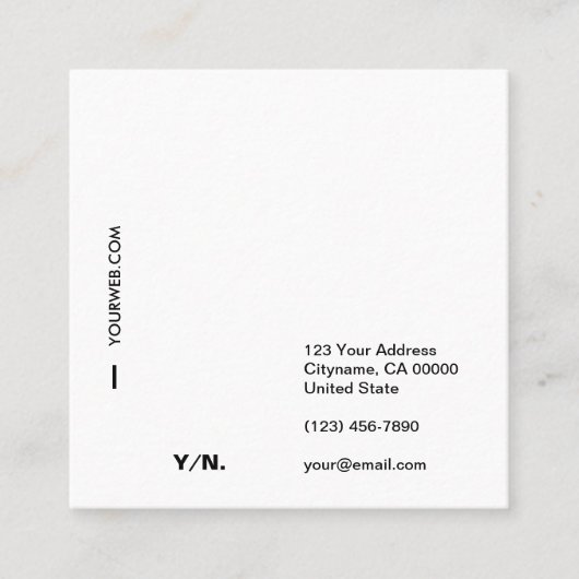Moderne Typografie White Square Visitekaartje (Voorkant)