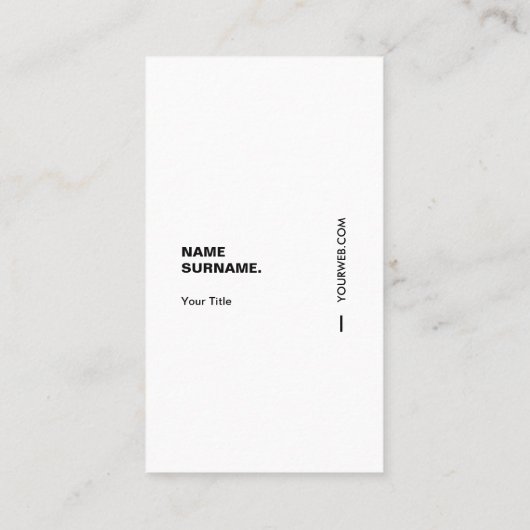 Moderne Typografie White Vertical Visitekaartje (Achterkant)