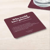 Moderne Typografie Wijn Rood Bruiloft Leuke Feiten Kartonnen Onderzetters (Schuin)