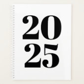 Moderne typografie wit zwart monogram aangepast ja planner (Voorkant)