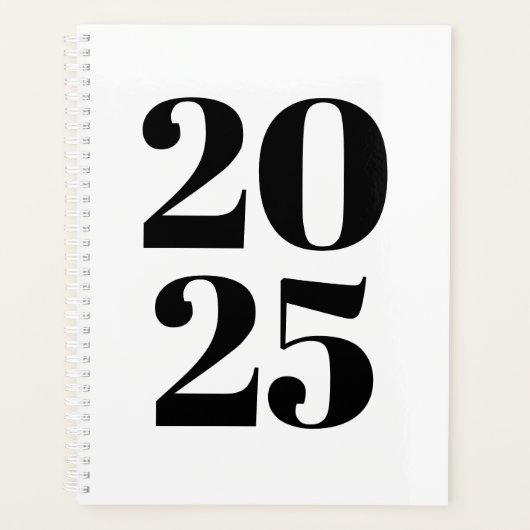 Moderne typografie wit zwart monogram aangepast ja planner (Voorkant)