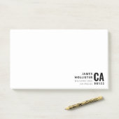 Moderne typografie wit & zwart | Naam & Adres Post-it® Notes (Op bureau)