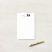 Moderne typografie wit & zwart | Naam & Adres Post-it® Notes (Op bureau)