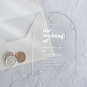 Moderne Typografie Witte Boho  Retro Huwelijk Acryl Uitnodigingen