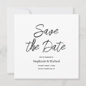 Moderne typografie - witte huwelijksaankondiging save the date (Voorkant)