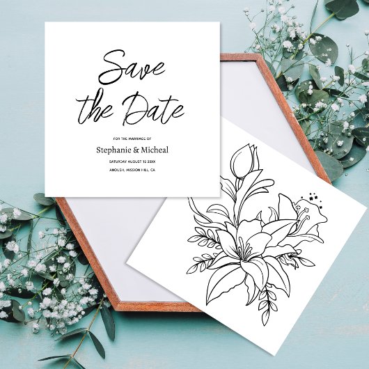 Moderne typografie - witte huwelijksaankondiging save the date