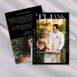 Moderne Typografie Witte Overlay Tekst Trouwfoto Bedankkaart