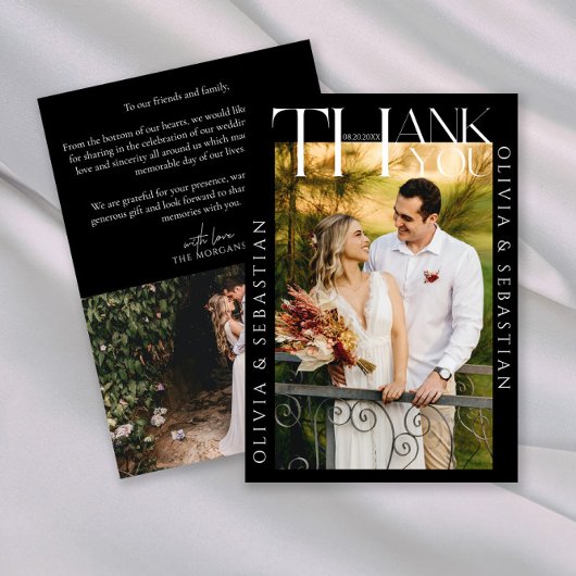 Moderne Typografie Witte Overlay Tekst Trouwfoto Bedankkaart