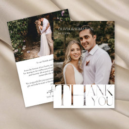 Moderne Typografie Witte Overlay Tekst Trouwfoto Bedankkaart