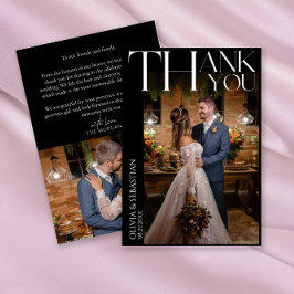 Moderne Typografie Witte Overlay Tekst Trouwfoto Bedankkaart