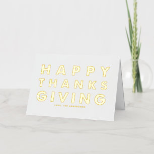 Moderne typografie Witte vrolijke Thanksgiving Gou Folie Wenskaart