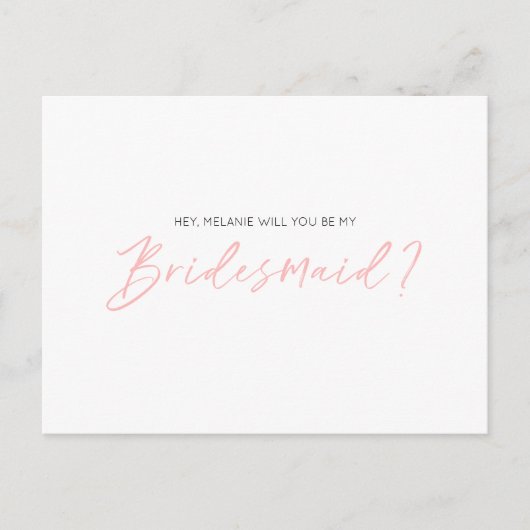 Moderne typografie, word je mijn Bridesmaid? Uitnodiging Briefkaart (Voorkant)