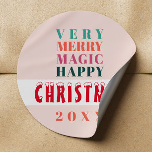 Moderne typografie Zeer Vrolijk Kerstfeest Ronde Sticker