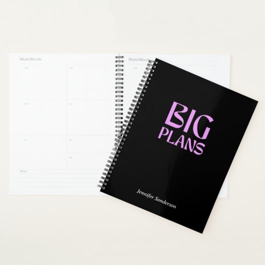 Moderne Typografie Zwart 2024 Gepersonaliseerde Pl Planner (Display)