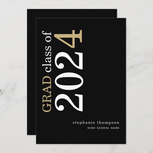 Moderne Typografie Zwart 2025 Afstuderen Aankondiging (Voorkant / Achterkant)