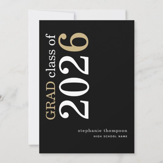 Moderne typografie Zwart 2026 Afstuderen Aankondiging (Voorkant)