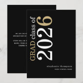 Moderne typografie Zwart 2026 Afstuderen Aankondiging (Voorkant / Achterkant)
