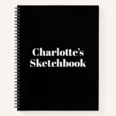 Moderne typografie zwart aangepaste naam schetsboe notitieboek (Voorkant)