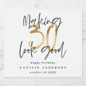 Moderne typografie zwart en goud 30e verjaardag sparkling wijnetiket (Enkel label)