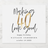 Moderne typografie zwart en goud 40e verjaardag bier etiket (Enkel label)