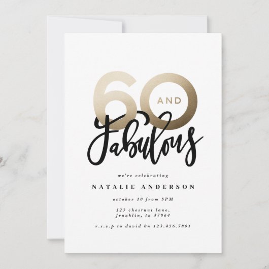 Moderne typografie zwart en goud 60e verjaardag (Voorkant)