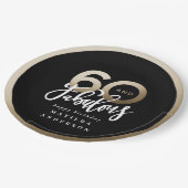 Moderne typografie zwart en goud 60e verjaardag papieren bordje (Gekanteld)