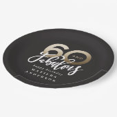 Moderne typografie zwart en goud 60e verjaardag papieren bordje (Gekanteld)