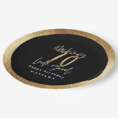 Moderne typografie zwart en goud 70ste verjaardag papieren bordje (Gekanteld)