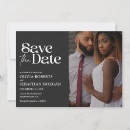 Moderne Typografie Zwart Foto Bruiloft Save The Date