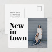 Moderne Typografie Zwart Foto Nieuw Home Moving Aankondigingskaart (Voorkant / Achterkant)