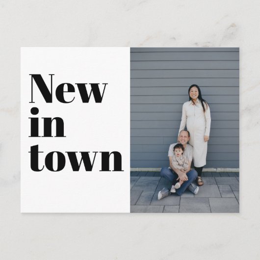 Moderne Typografie Zwart Foto Nieuw Home Moving Aankondigingskaart (Voorkant)