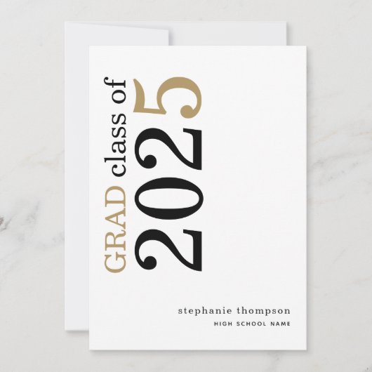 Moderne Typografie Zwart Goud 2025 Afstuderen Aankondiging (Voorkant)