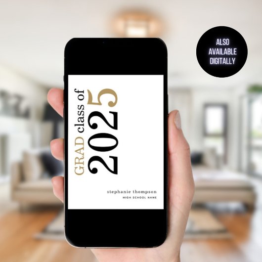 Moderne Typografie Zwart Goud 2025 Afstuderen Aankondiging