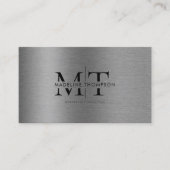 Moderne Typografie Zwart Metallic Staal QR Code Visitekaartje (Voorkant)