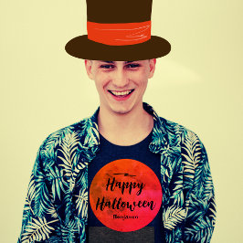 Moderne Typografie Zwart Sinaasappel Maan Hallowee T-shirt