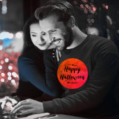 Moderne Typografie Zwart Sinaasappel Maan Hallowee T-shirt