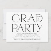 Moderne typografie zwart-wit afstudeerfeest kaart (Voorkant)
