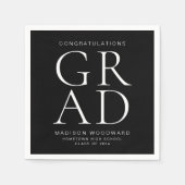Moderne Typografie Zwart Wit Afstudeerfeest Servet (Voorkant)