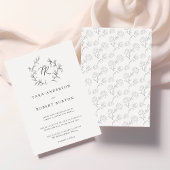 Moderne Typografie Zwart-wit Botanische Huwelijk Kaart