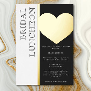 Moderne Typografie Zwart Wit Bruids Luncheon Folie Uitnodiging