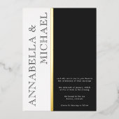 Moderne typografie zwart-wit bruiloft folie uitnodiging (Voorkant)