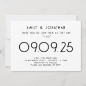 Moderne typografie zwart-wit bruiloft kaart (Voorkant)