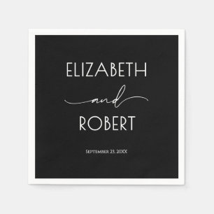 Moderne typografie zwart-wit bruiloft servet