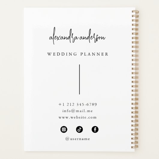 Moderne Typografie Zwart-wit Elegant Minimaal Planner (Achterkant)
