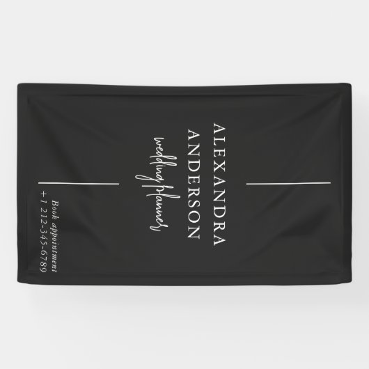 Moderne Typografie Zwart-wit Elegant Minimaal Spandoek (Horizontaal)