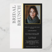Moderne Typografie Zwart Wit Foto Bruids Brunch Folie Uitnodiging (Voorkant)