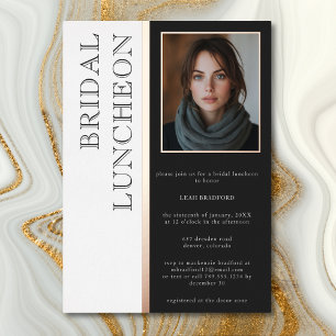 Moderne Typografie Zwart Wit Foto Bruids Lunch Folie Uitnodiging