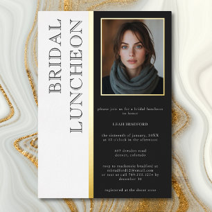 Moderne Typografie Zwart Wit Foto Bruids Lunch Folie Uitnodiging