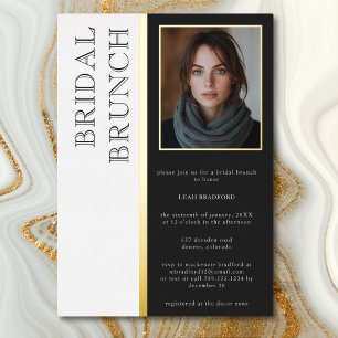 Moderne typografie Zwart-wit foto Bruidsbrunch Folie Uitnodiging
