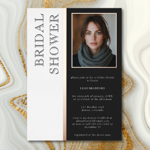 Moderne typografie Zwart-wit foto Bruidsmeisjesfee Folie Uitnodiging